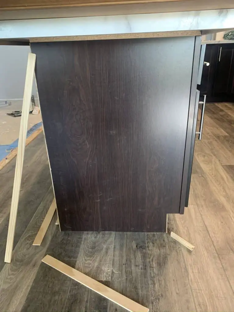 how to finish back of kitchen island side view