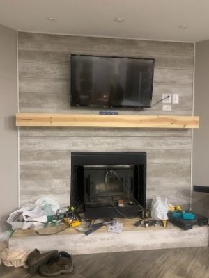 diy fireplace mantel dry-fit over 2x4 support