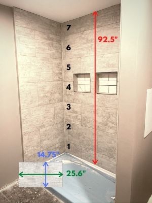 diy shower tile measurements