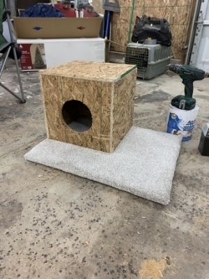 attach top step to bottom of cat box