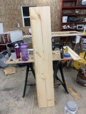 entryway closet makeover cut boards and sand