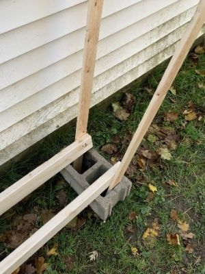 1x3s put into place in the cinderblocks