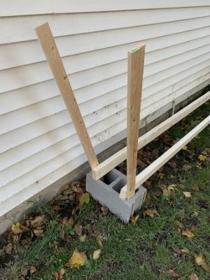 cinderblocks stuck in the ground