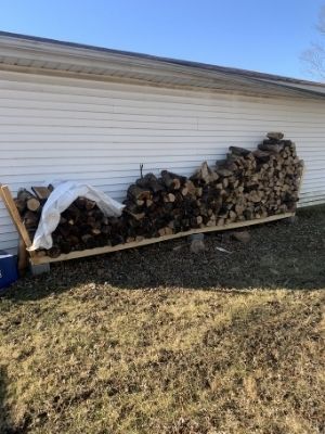 firewood rack after several months of winter