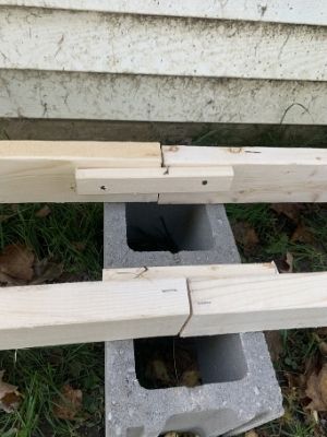 extra supports on the DIY firewood rack