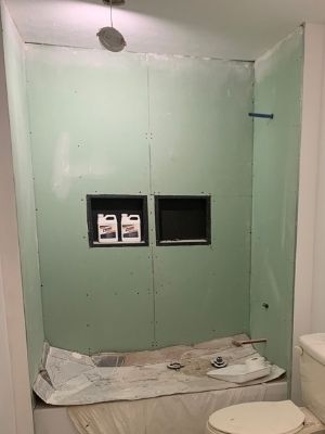 dumawall shower shelf installation backer board installed around niche