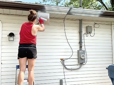 how to paint gutters downspouts - paint first coat