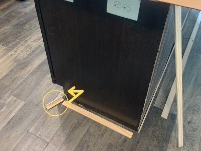 how to finish kitchen island toe kick outside corners - cut outside corner trim and dry fit on island