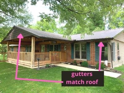 should gutters match trim or house - gutters match roof brown brick ranch