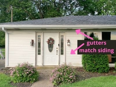 should gutters match trim or house - gutters match siding white