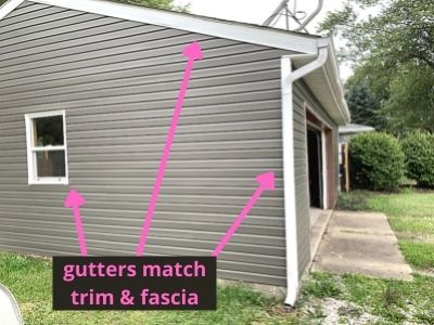 should gutters match trim or house - gutters match trim fascia white gray house