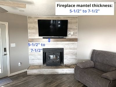 how thick should the fireplace mantel be